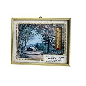 1940s 50s Vintage Advertising Thermometer Wine Liquors Port Richmond NY 4x5